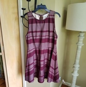 Hālo Burgandy Striped Skater Dress